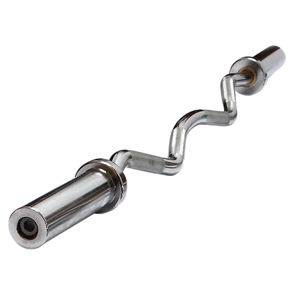 120cm Chrome Olympic EZ Curl Bar – Weightlifting Barbell for Home Gym Training