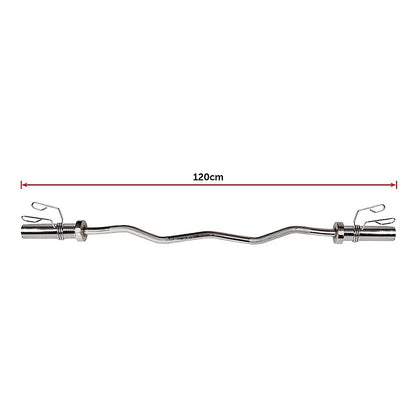 120cm Chrome Olympic EZ Curl Bar – Weightlifting Barbell for Home Gym Training - Image 9