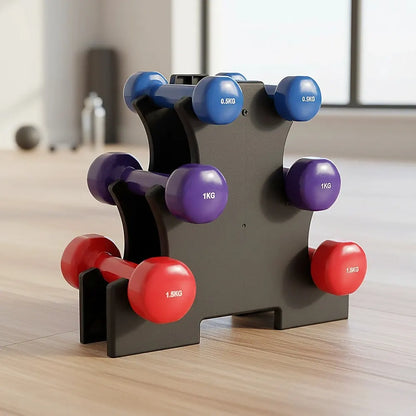 6-Piece Dumbbell Set with Storage Rack for Home Gym Training - Image 2