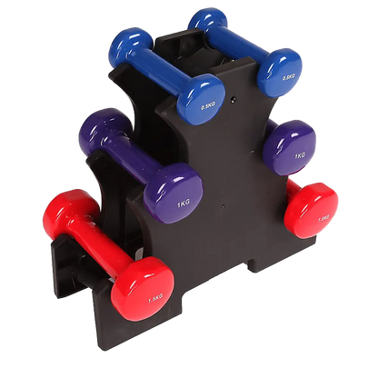 6-Piece Dumbbell Set with Storage Rack for Home Gym Training