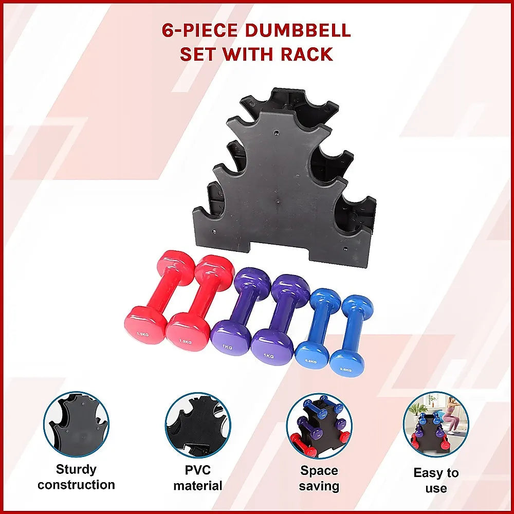 6-Piece Dumbbell Set with Storage Rack for Home Gym Training - Image 5