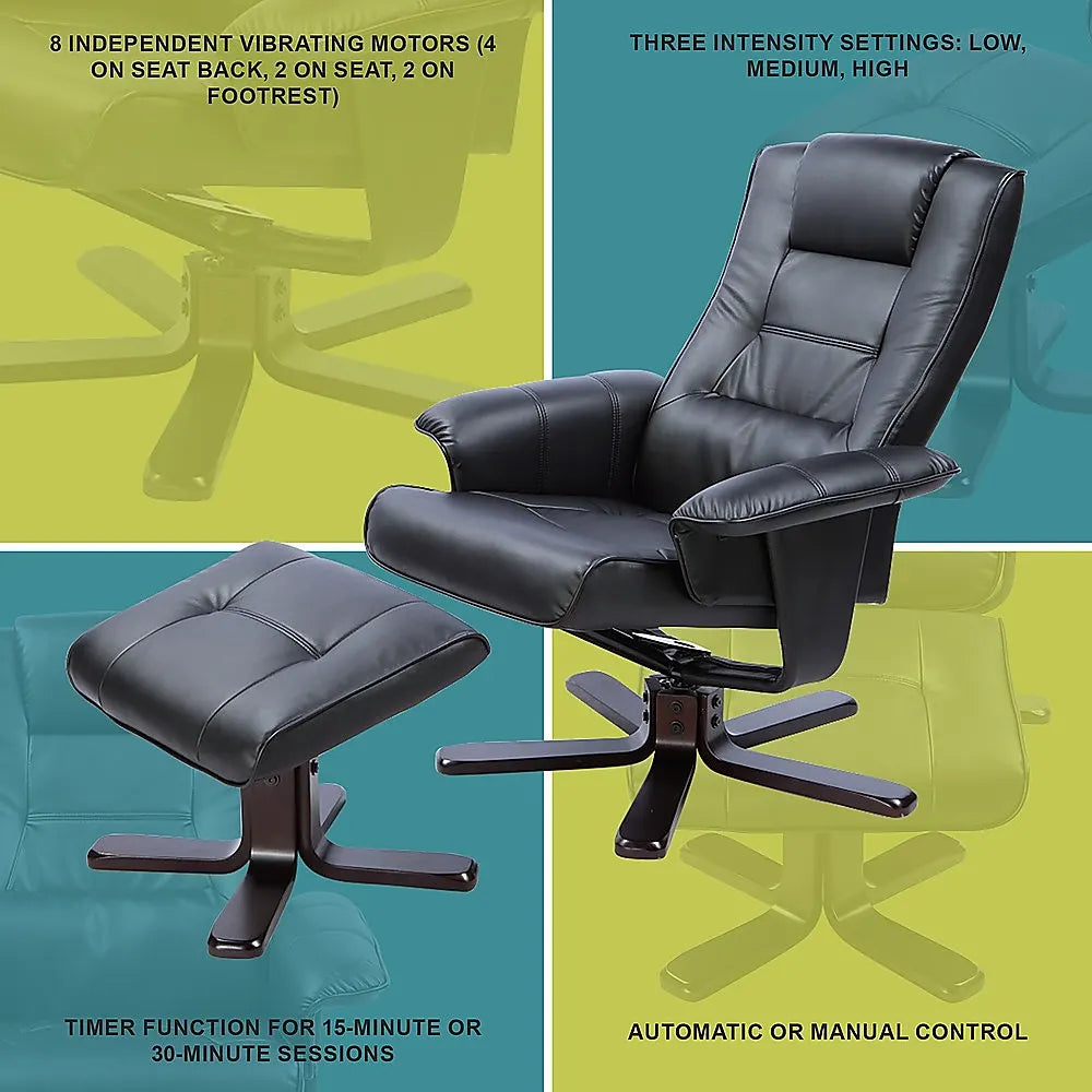 PU Leather Massage Chair Recliner Ottoman Lounge Remote - Image 5