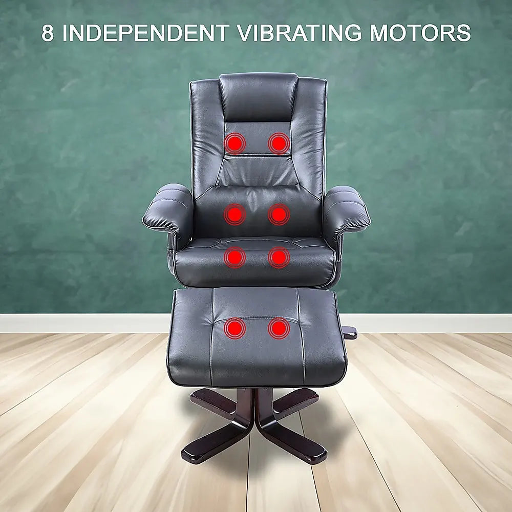 PU Leather Massage Chair Recliner Ottoman Lounge Remote - Image 6