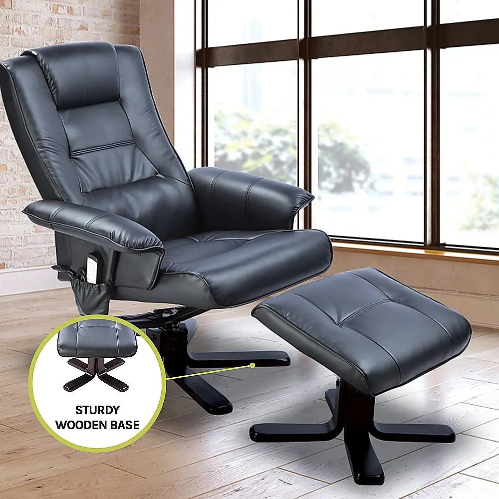 PU Leather Massage Chair Recliner Ottoman Lounge Remote - Image 7