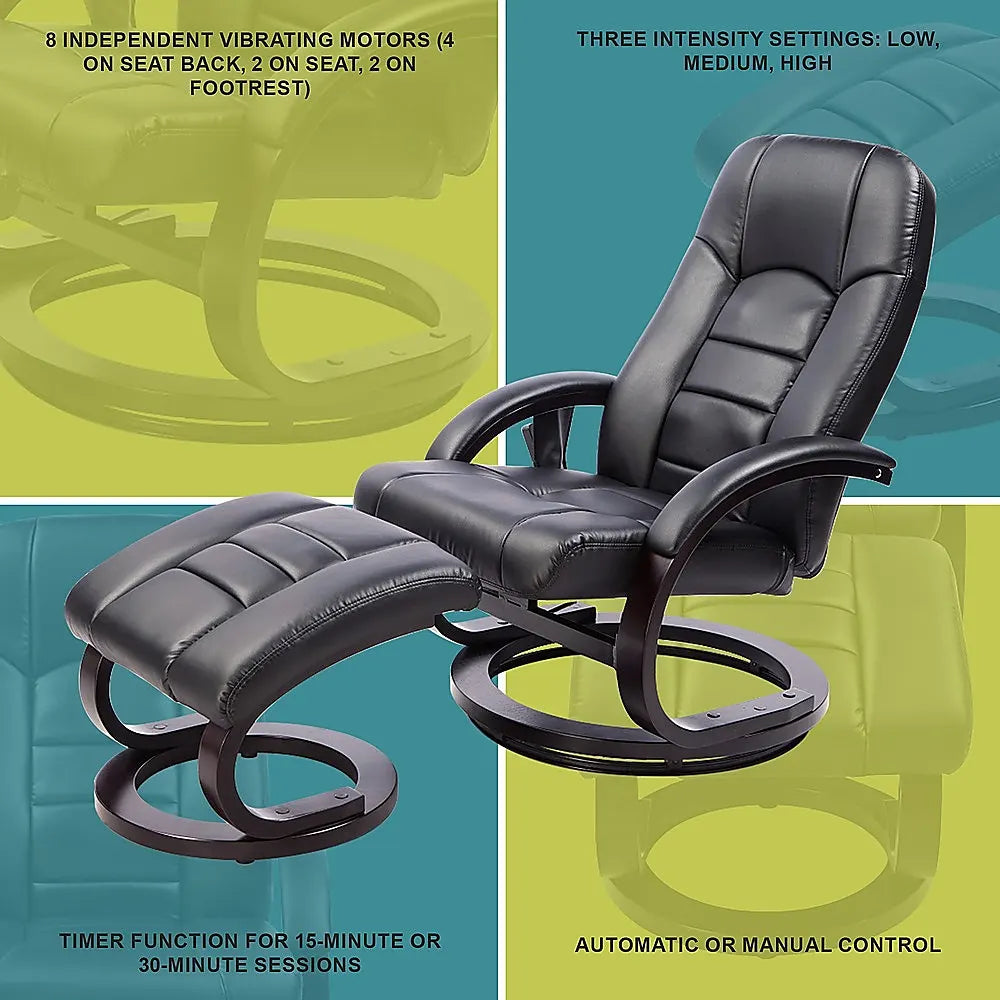 PU Leather Massage Chair Recliner Ottoman Lounge Remote - Image 5