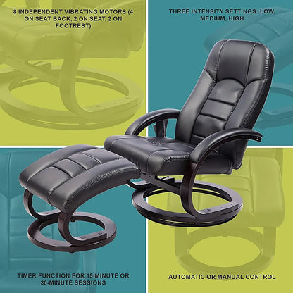 PU Leather Massage Chair Recliner Ottoman Lounge Remote - Image 5
