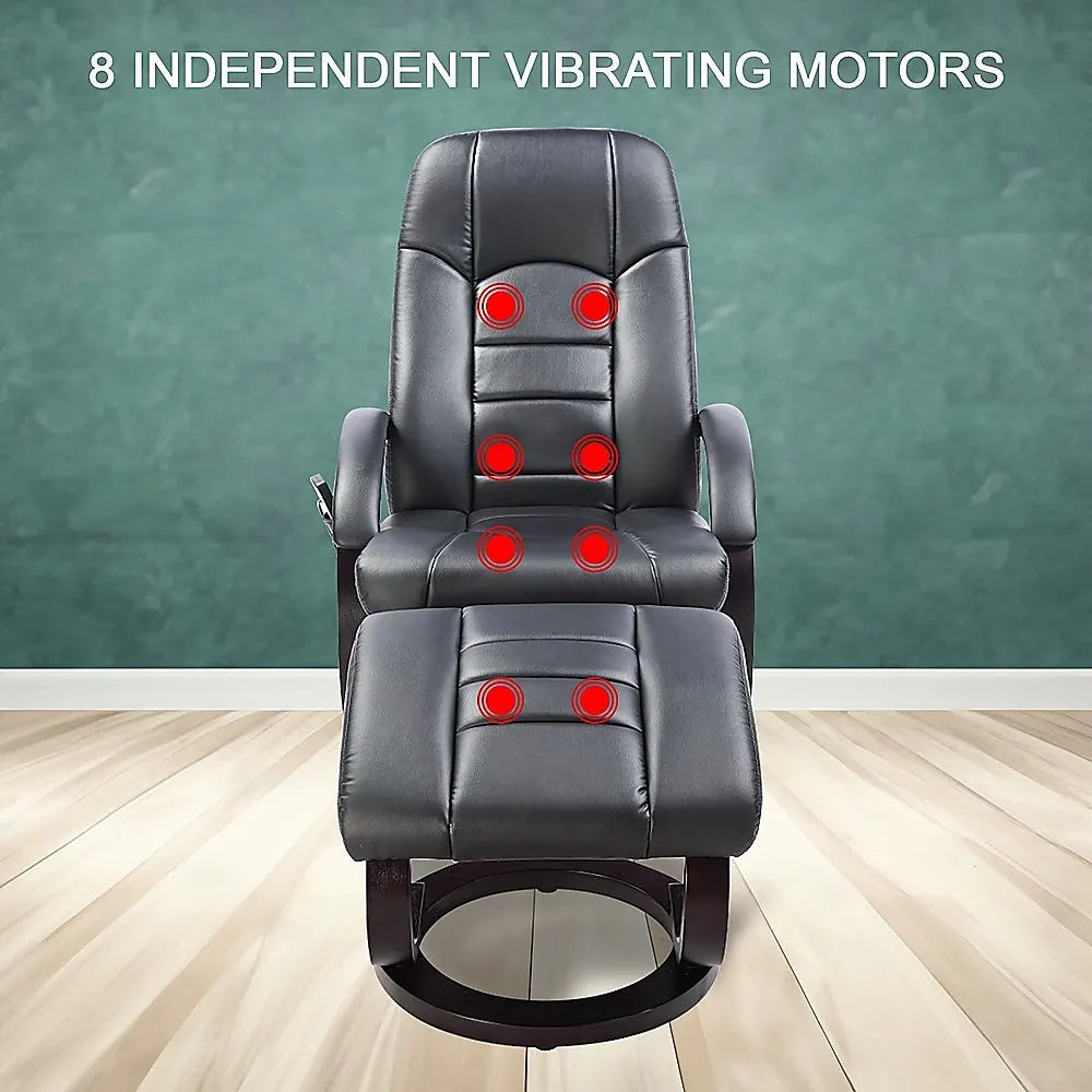 PU Leather Massage Chair Recliner Ottoman Lounge Remote - Image 6