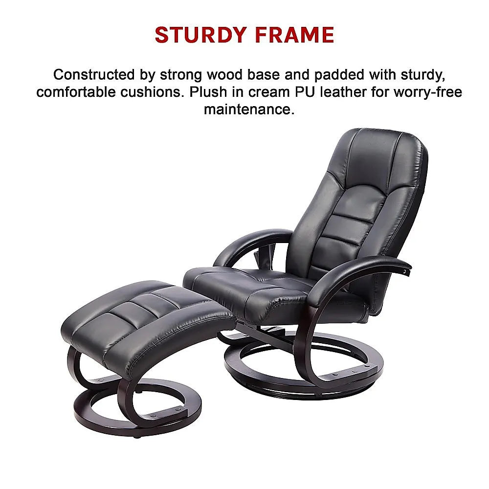 PU Leather Massage Chair Recliner Ottoman Lounge Remote - Image 9