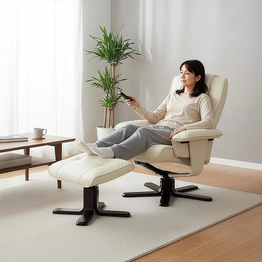 PU Leather Massage Chair Recliner Ottoman Lounge Remote - Image 5