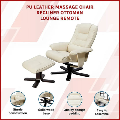 PU Leather Massage Chair Recliner Ottoman Lounge Remote - Image 3