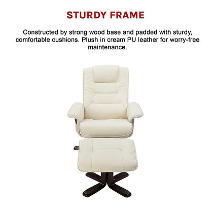 PU Leather Massage Chair Recliner Ottoman Lounge Remote - Image 9