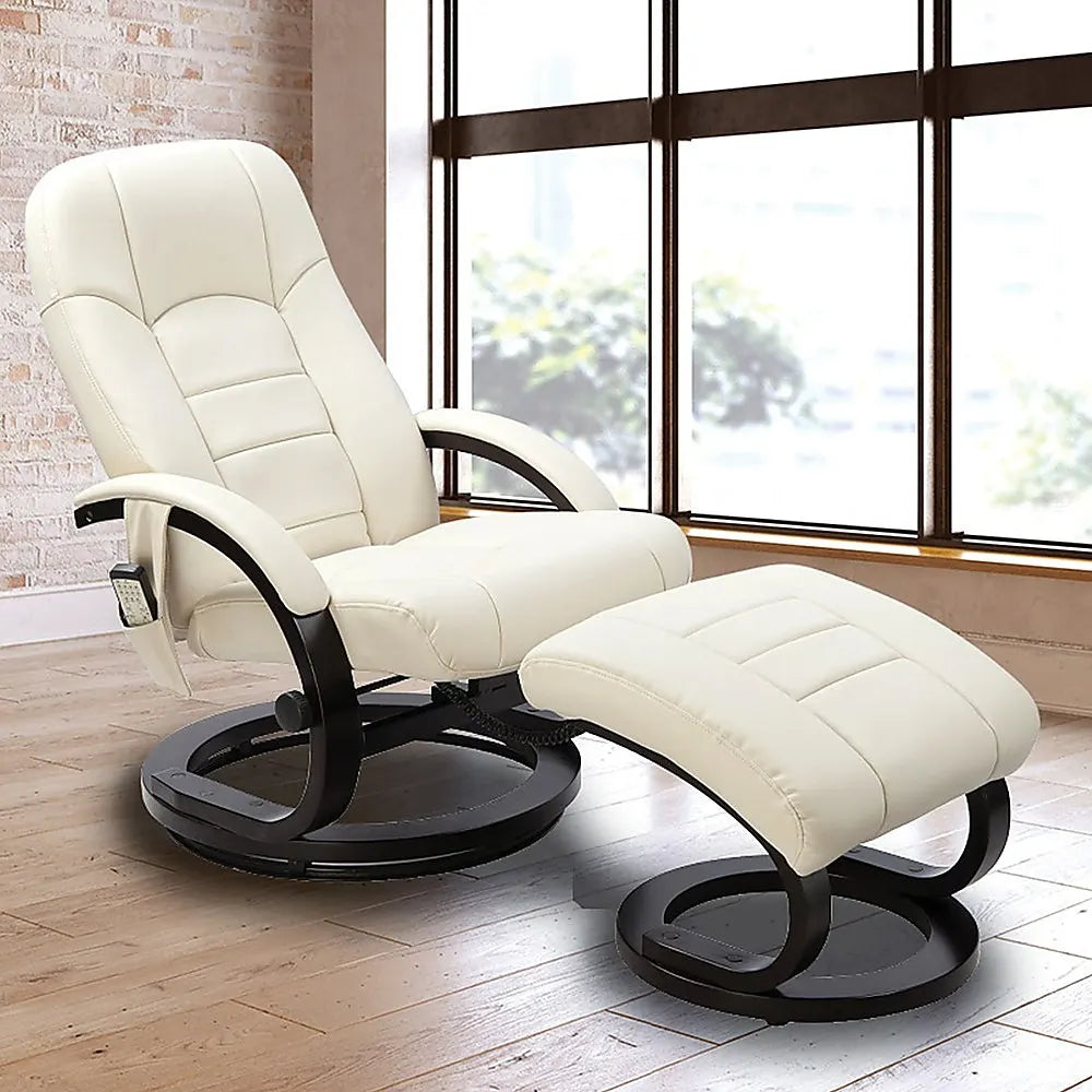 PU Leather Deluxe Massage Chair Recliner Ottoman Lounge Remote - Image 2