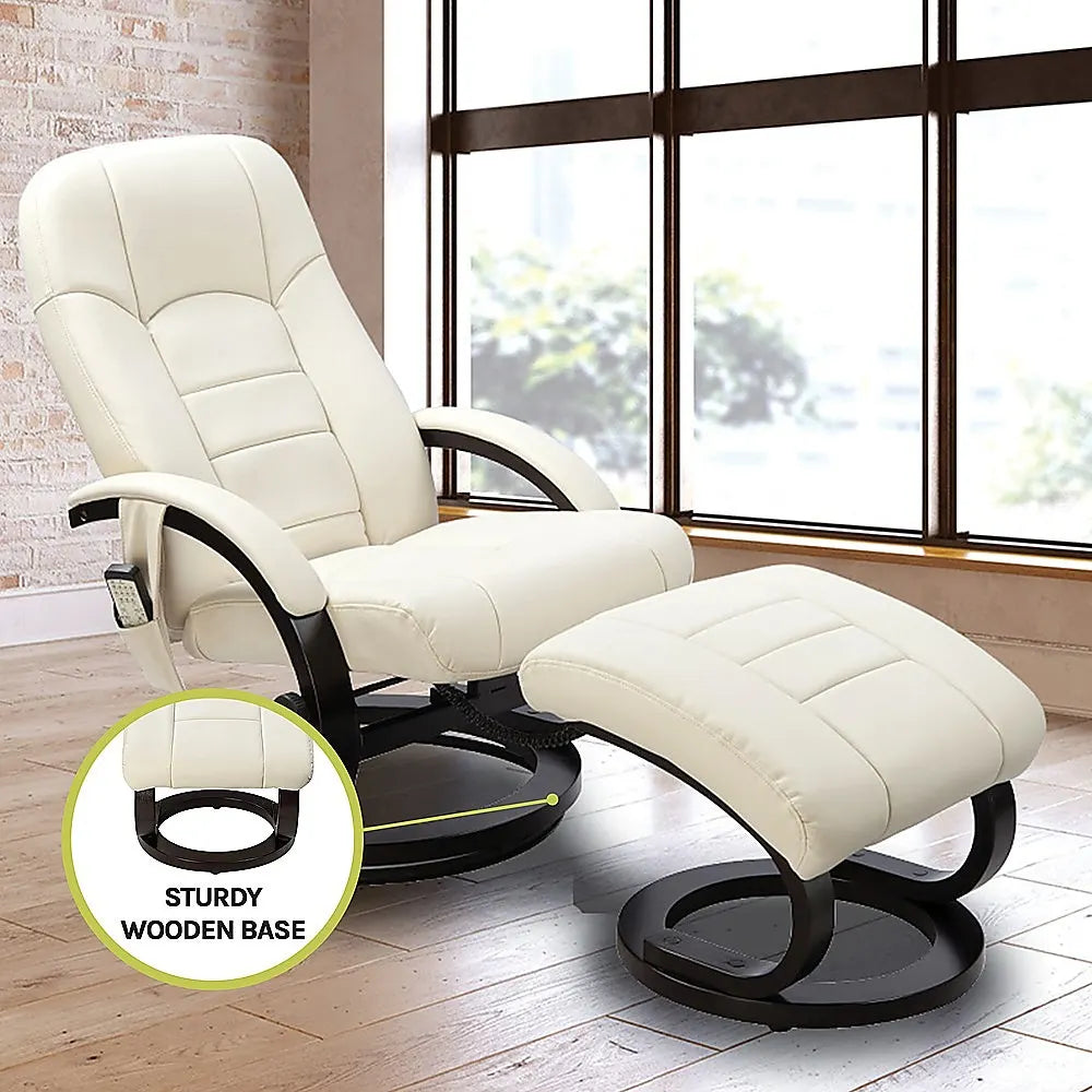 PU Leather Deluxe Massage Chair Recliner Ottoman Lounge Remote - Image 6