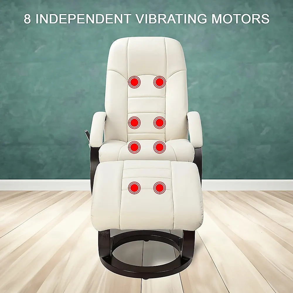 PU Leather Deluxe Massage Chair Recliner Ottoman Lounge Remote - Image 7