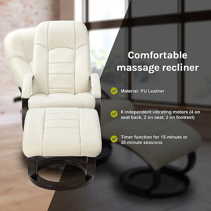 PU Leather Deluxe Massage Chair Recliner Ottoman Lounge Remote - Image 8