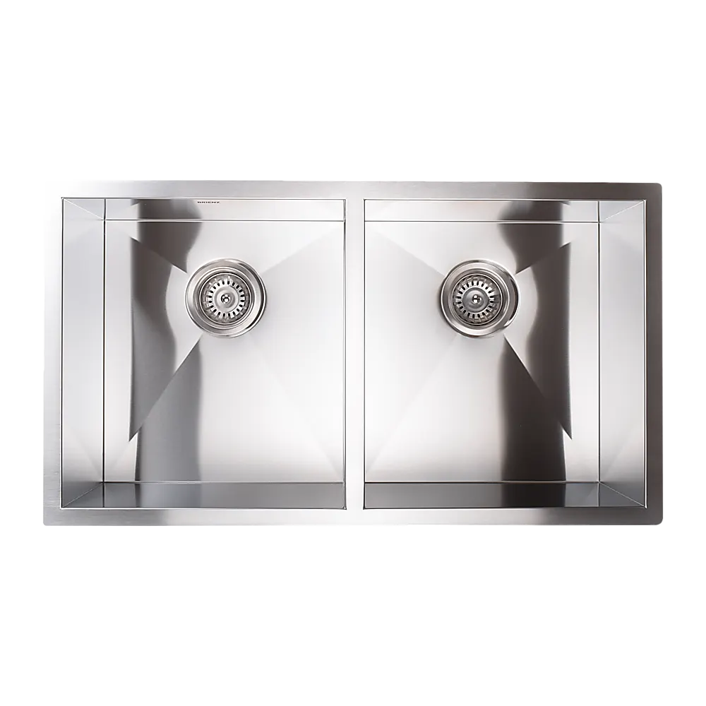 820x457mm Handmade Stainless Steel Undermount / Topmount Kitchen Laundry Sink with Waste - Image 5