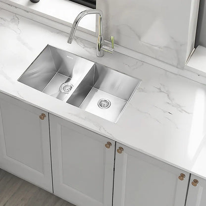 820x457mm Handmade Stainless Steel Undermount / Topmount Kitchen Laundry Sink with Waste - Image 7