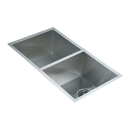820x457mm Handmade Stainless Steel Undermount / Topmount Kitchen Laundry Sink with Waste - Image 8