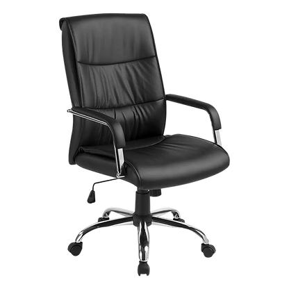 PU Leather Office Chair – Ergonomic Executive Swivel Desk Chair with Padded Seat in Black