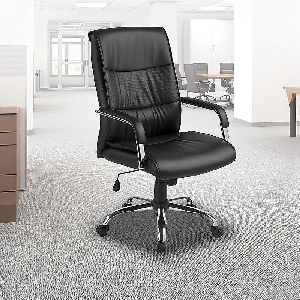 PU Leather Office Chair – Ergonomic Executive Swivel Desk Chair with Padded Seat in Black - Image 2