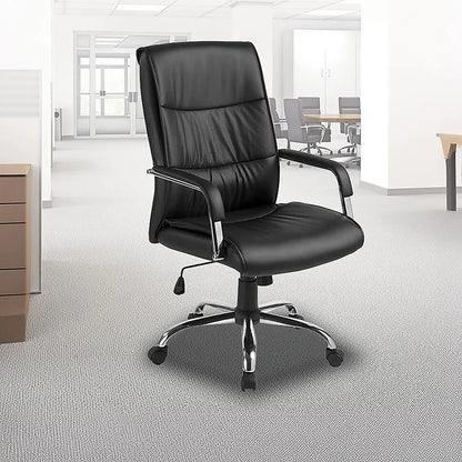 PU Leather Office Chair – Ergonomic Executive Swivel Desk Chair with Padded Seat in Black - Image 2