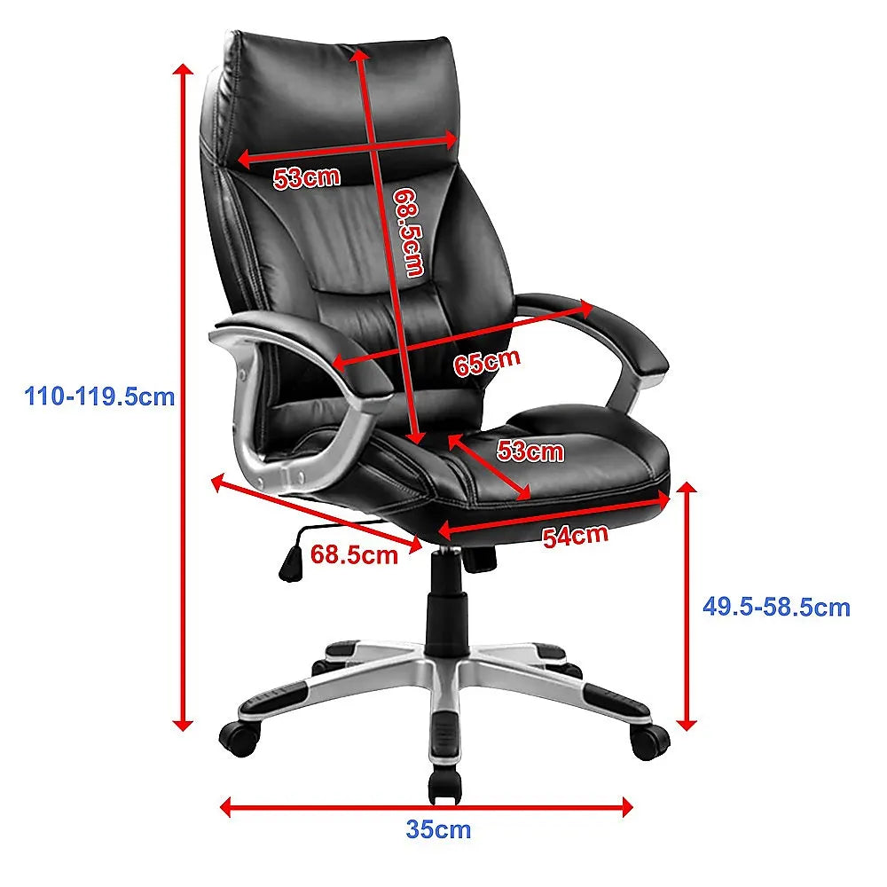 PU Leather Executive Office Chair – Ergonomic Swivel Computer Desk Chair in Black - Image 8