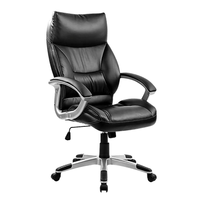PU Leather Executive Office Chair – Ergonomic Swivel Computer Desk Chair in Black