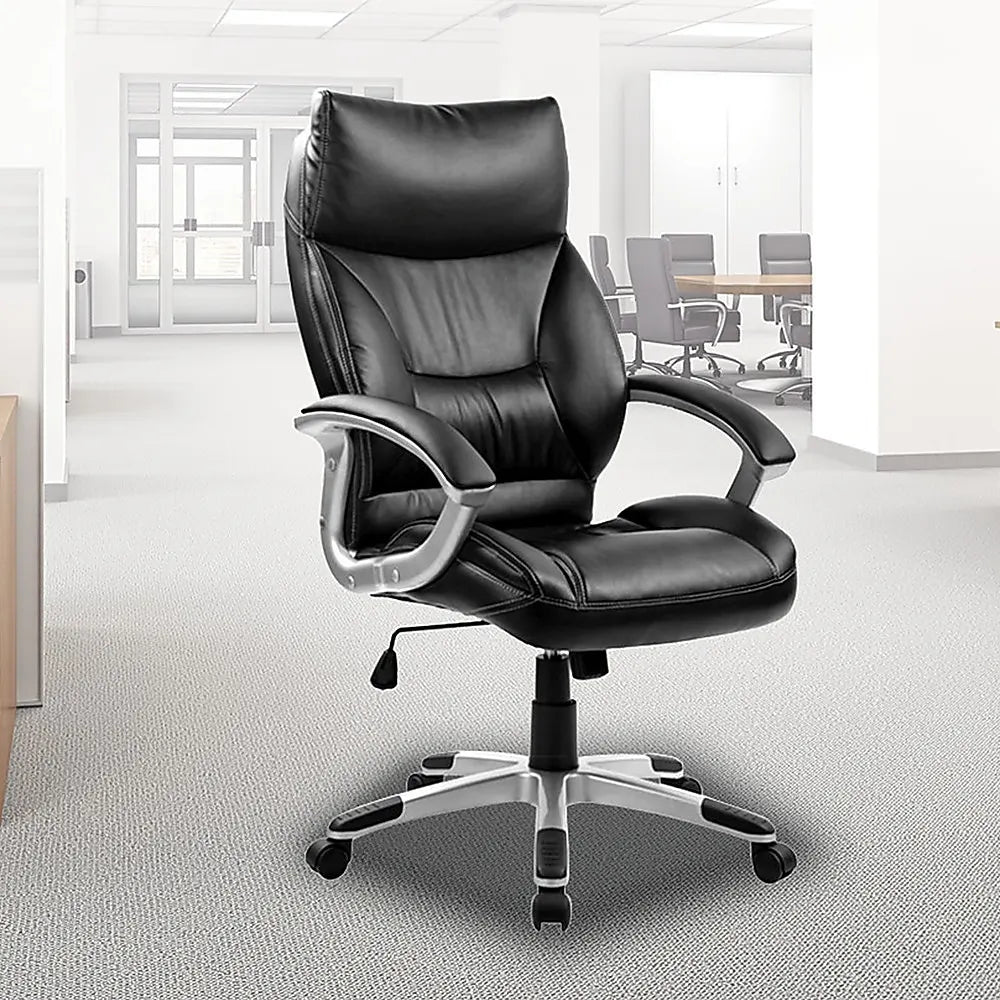PU Leather Executive Office Chair – Ergonomic Swivel Computer Desk Chair in Black - Image 2