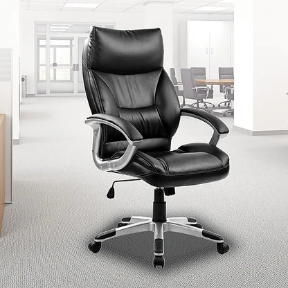 PU Leather Executive Office Chair – Ergonomic Swivel Computer Desk Chair in Black - Image 2