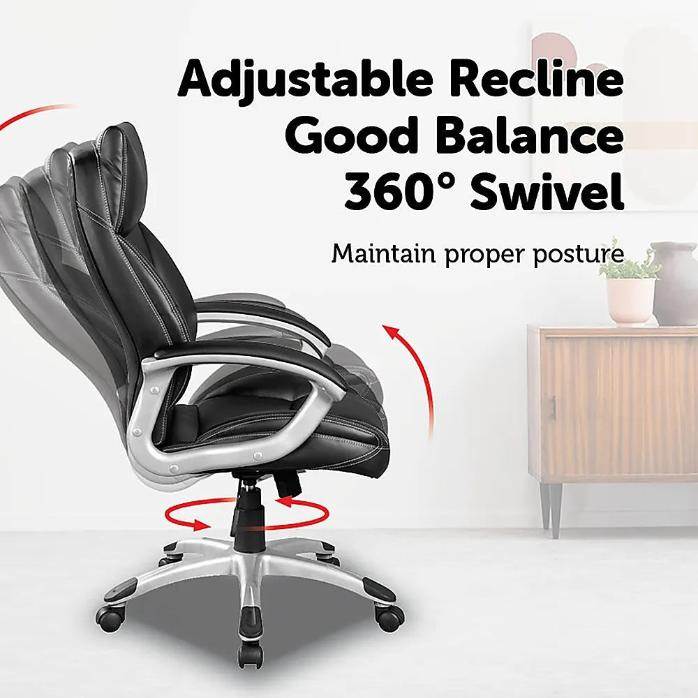 PU Leather Executive Office Chair – Ergonomic Swivel Computer Desk Chair in Black - Image 6