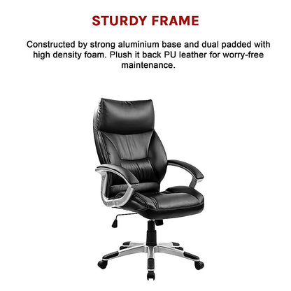 PU Leather Executive Office Chair – Ergonomic Swivel Computer Desk Chair in Black - Image 7