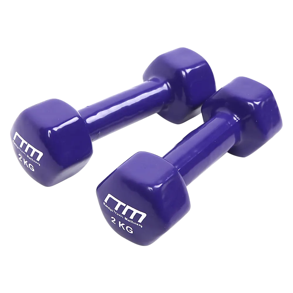 2kg Dumbbells Pair PVC Hand Weights Rubber Coated