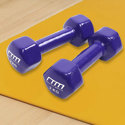 2kg Dumbbells Pair PVC Hand Weights Rubber Coated - Image 5
