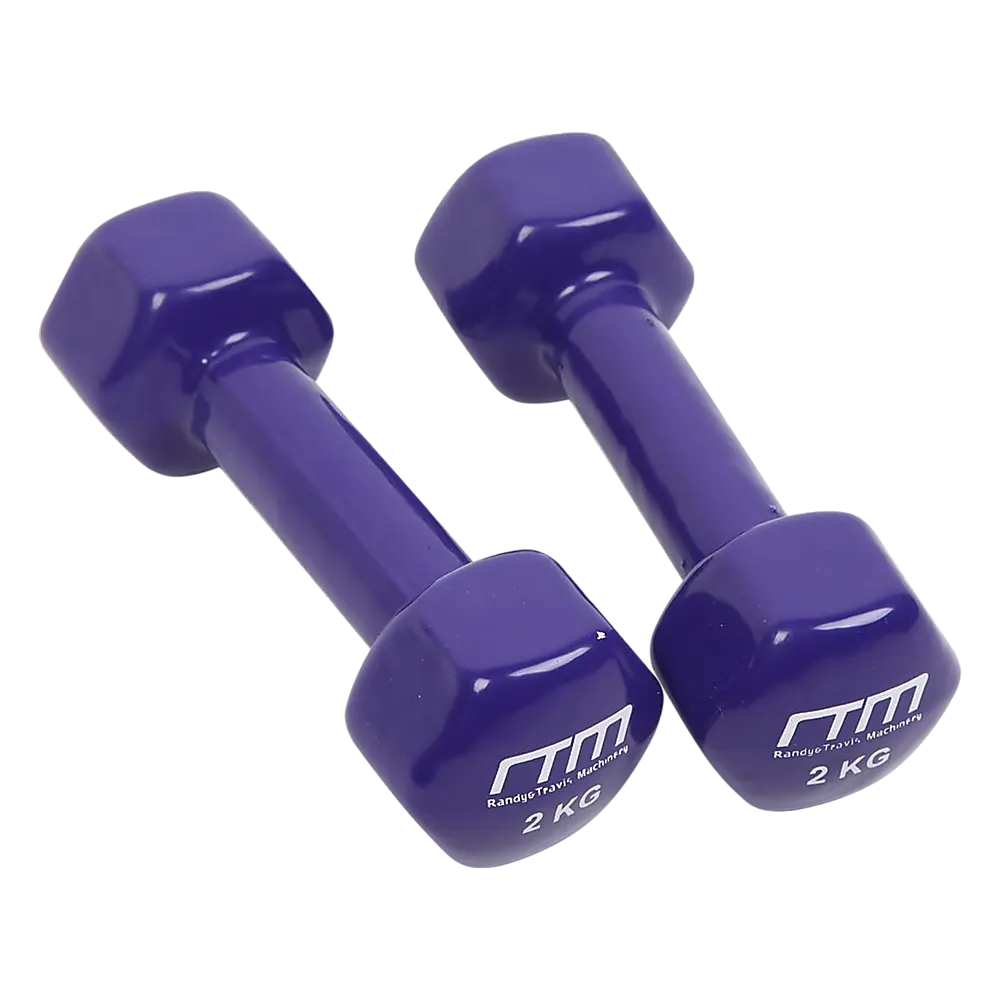 2kg Dumbbells Pair PVC Hand Weights Rubber Coated - Image 4