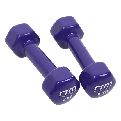 2kg Dumbbells Pair PVC Hand Weights Rubber Coated - Image 4