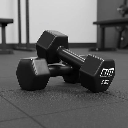 5kg Dumbbells Pair PVC Hand Weights Rubber Coated - Image 2