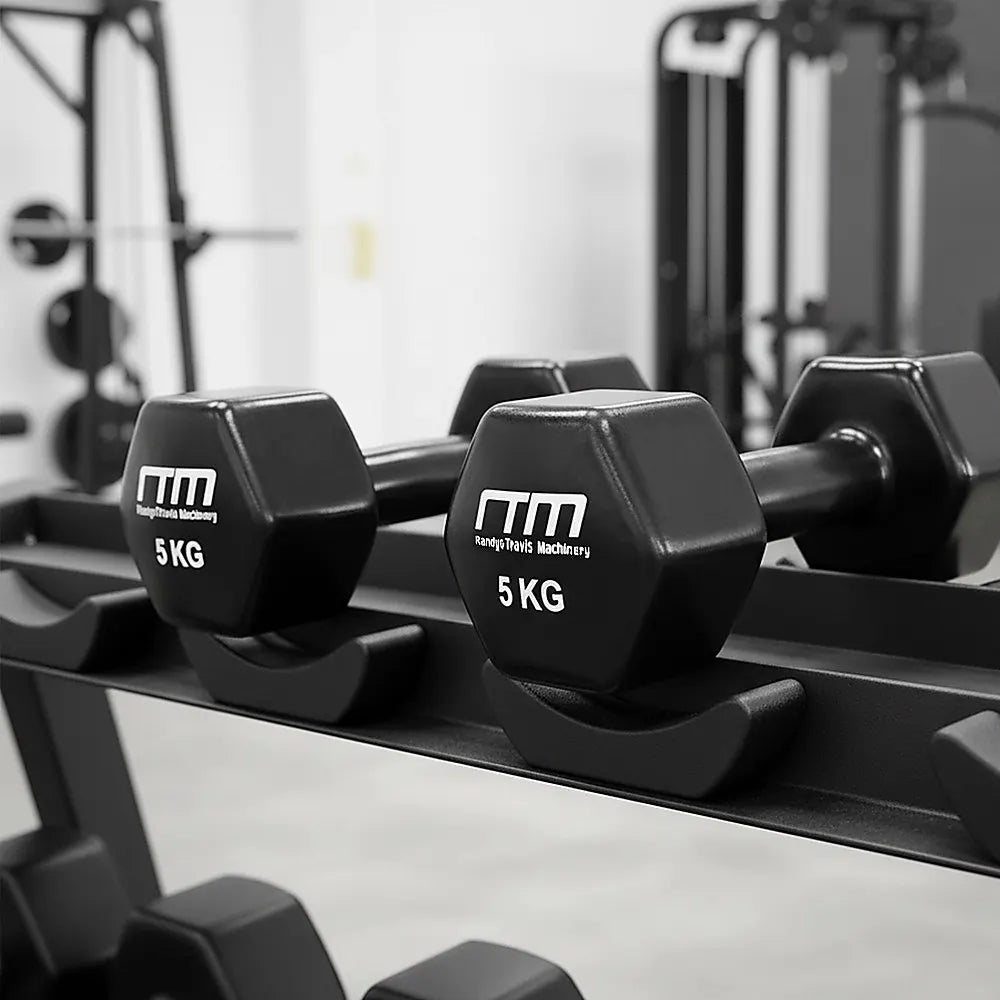 5kg Dumbbells Pair PVC Hand Weights Rubber Coated - Image 7