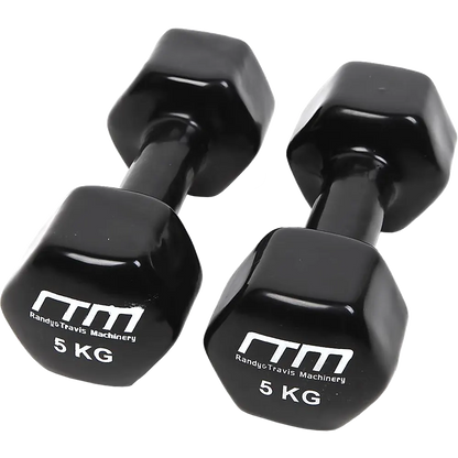 5kg Dumbbells Pair PVC Hand Weights Rubber Coated - Image 6