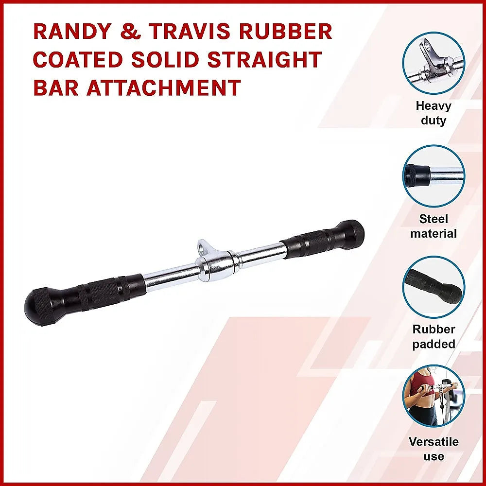 Randy & Travis Rubber Coated Solid Straight Bar Attachment for Cable Machines - Image 3