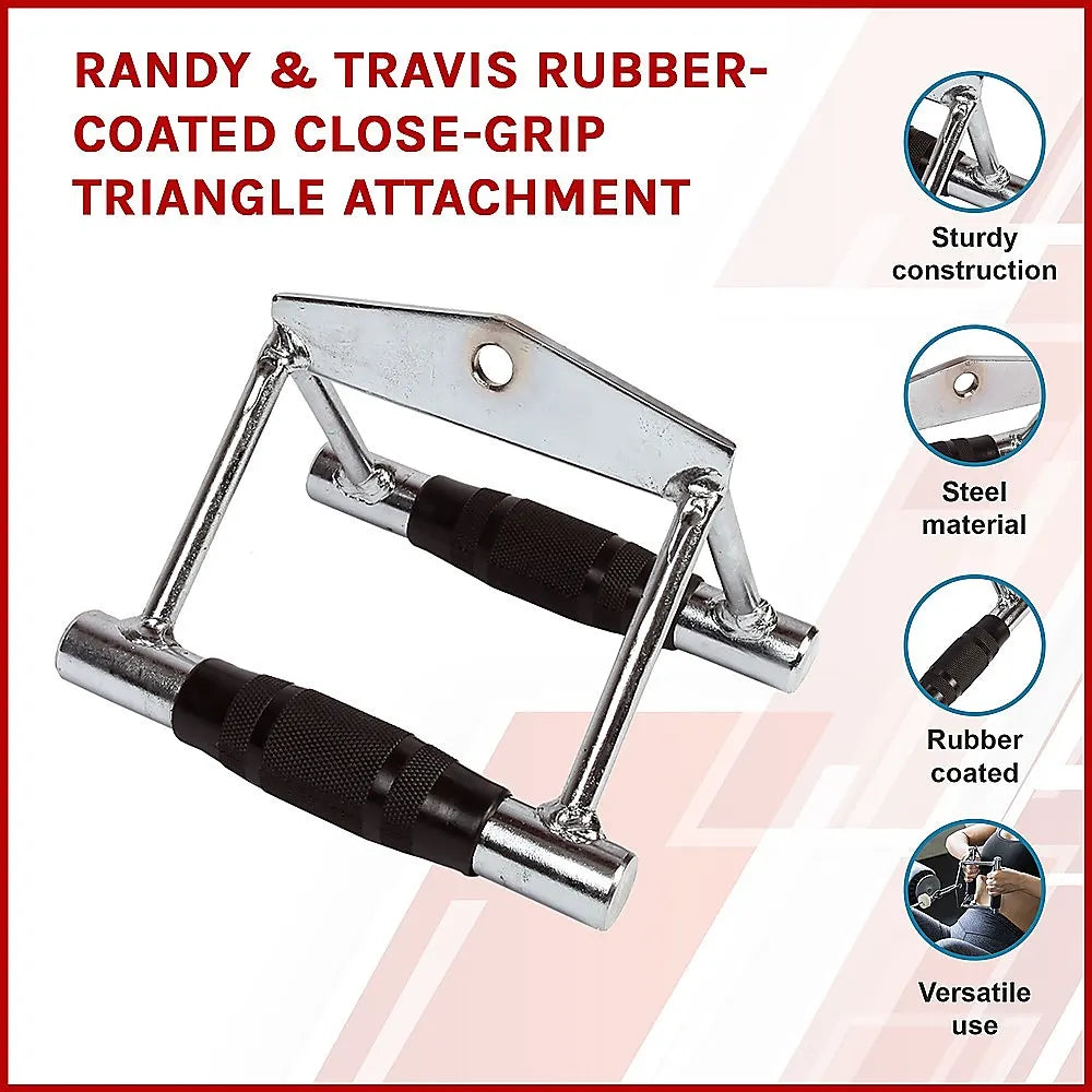 Rubber-Coated Close Grip Triangle Attachment for Lat Pulldown - Image 3