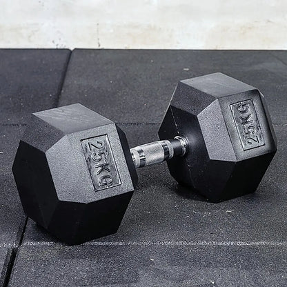 25KG Commercial Rubber Hex Dumbbell Gym Weight - Image 7