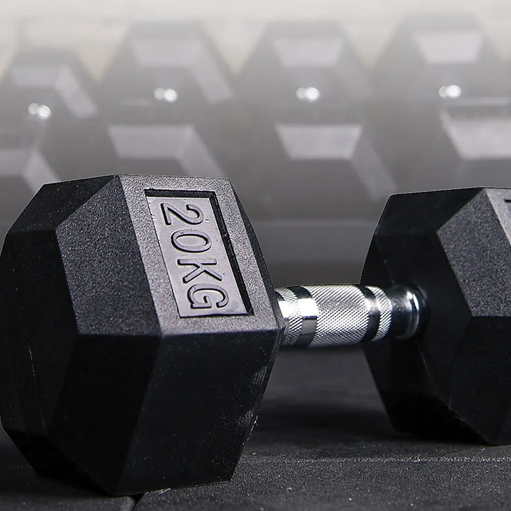 20KG Commercial Rubber Hex Dumbbell Gym Weight - Image 5