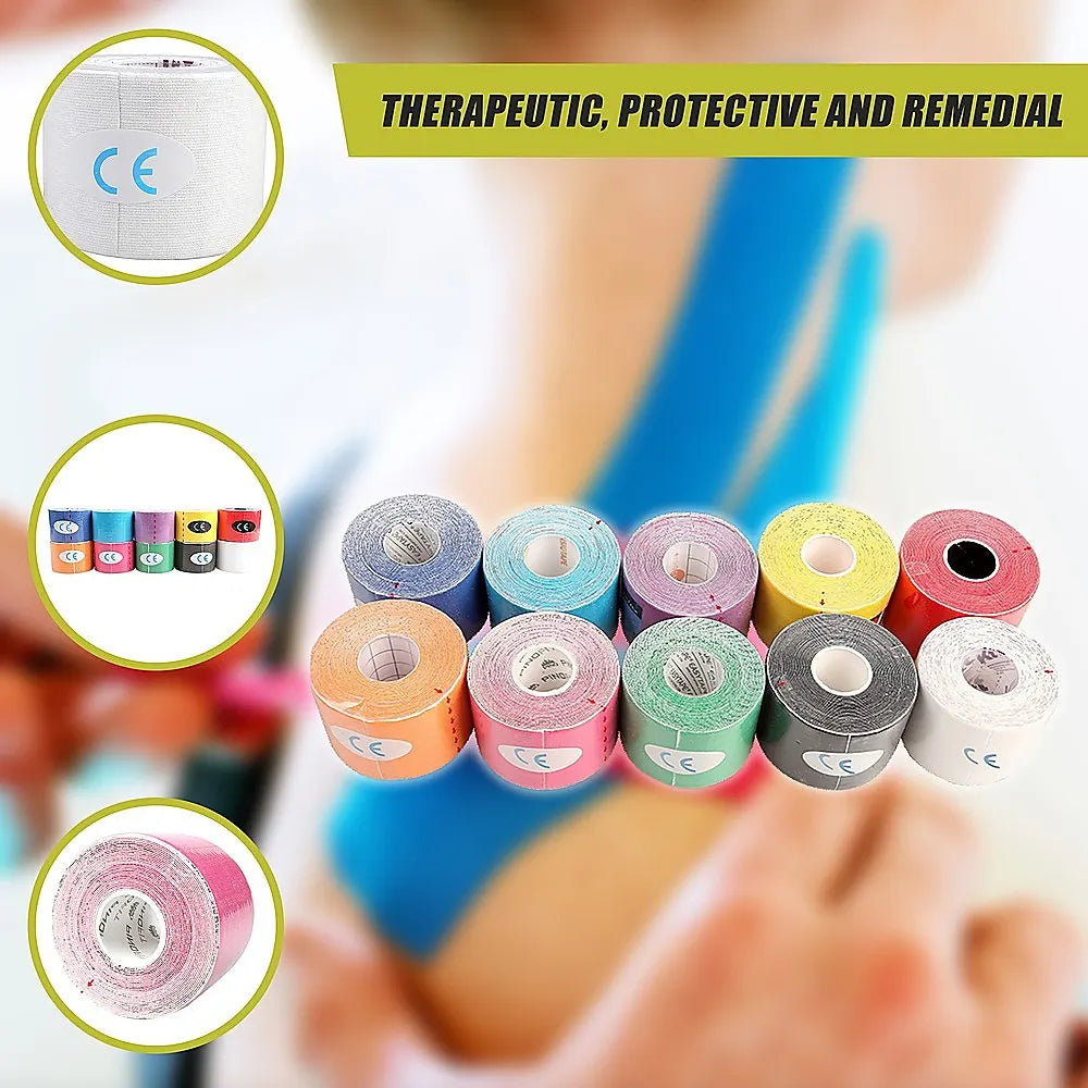 10 Rolls Muscle & Injury Kinesiology Sports Tape 5m x 5cm – Waterproof Support - Image 8