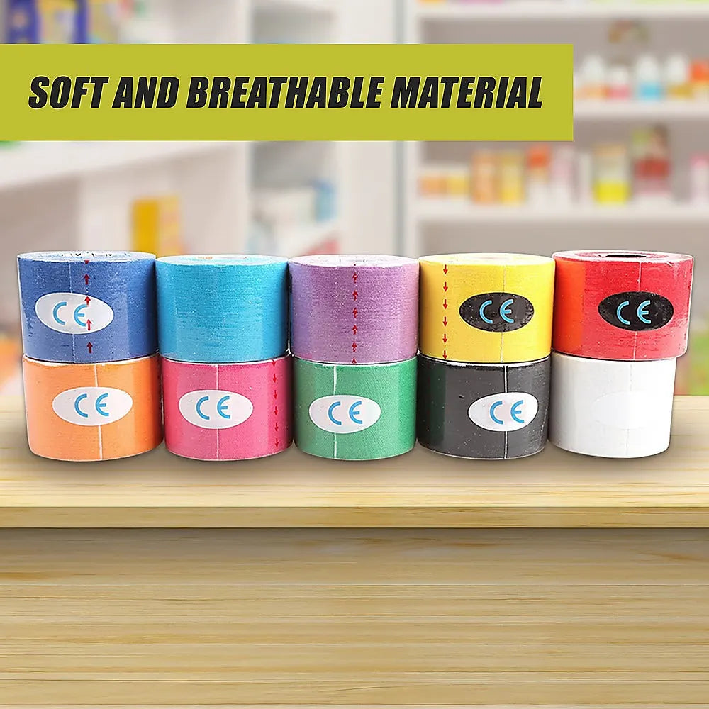 10 Rolls Muscle & Injury Kinesiology Sports Tape 5m x 5cm – Waterproof Support - Image 9