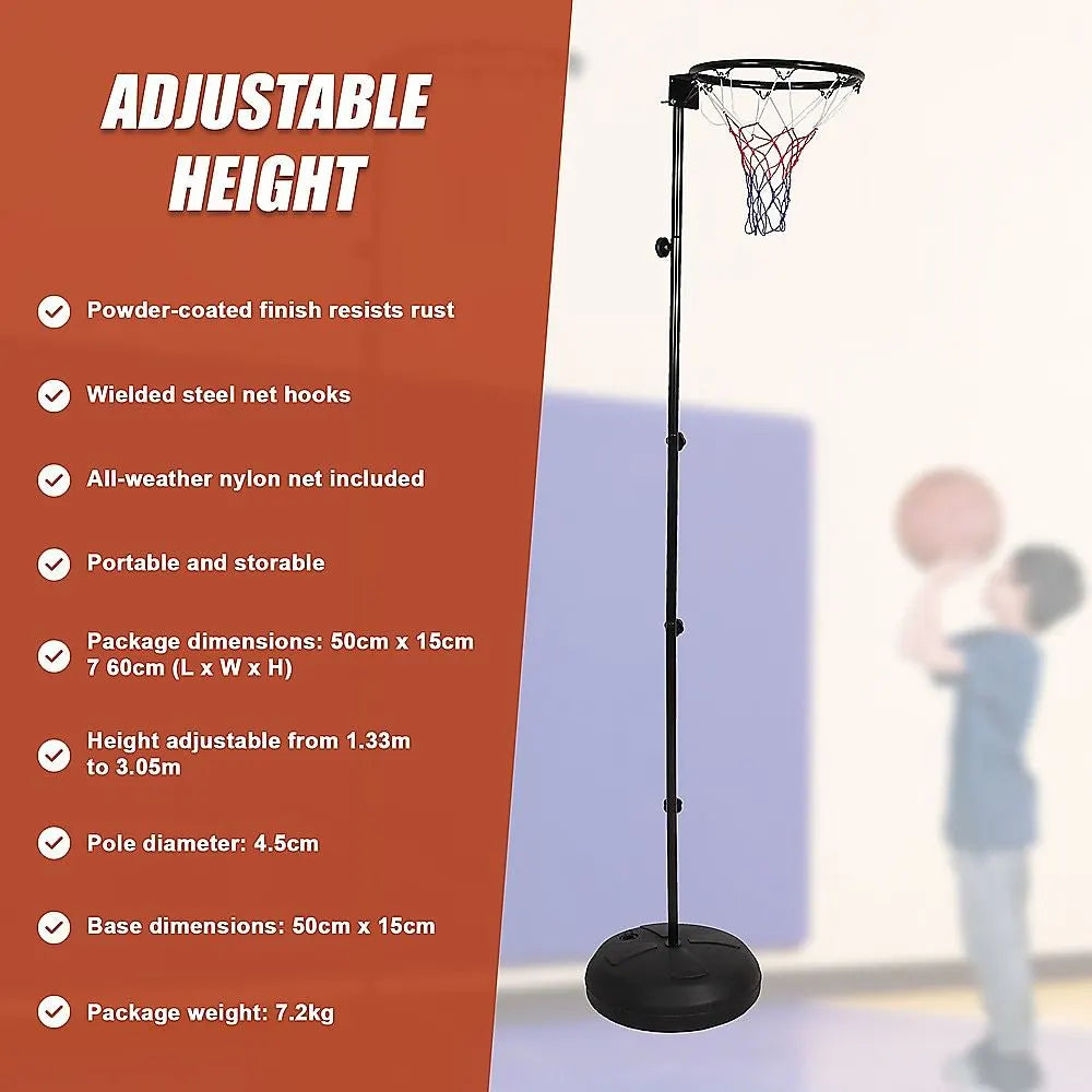Netball Ring with Stand Portable Pole Height Adjustable - Image 5