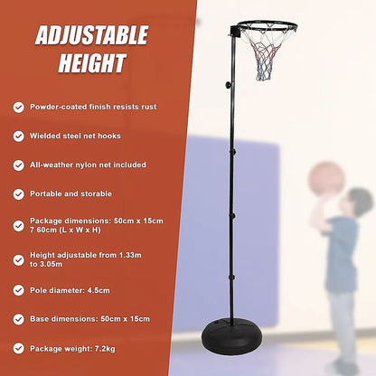 Netball Ring with Stand Portable Pole Height Adjustable - Image 5