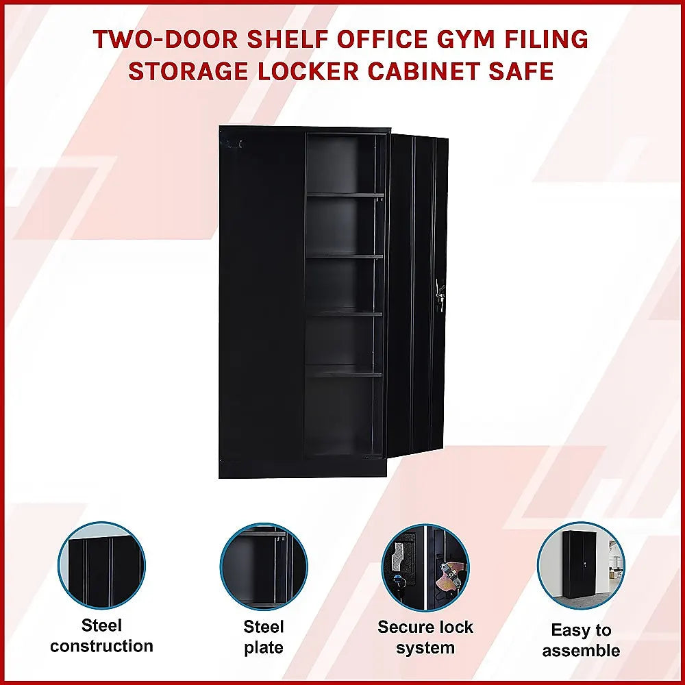 Two-Door Shelf Office Gym Filing Storage Locker Cabinet Safe - Image 3