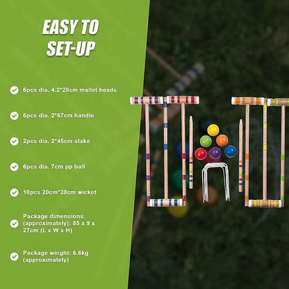 Croquet Set For Up To 6 Players Complete Outdoor Lawn Game Set For Family Gatherings And Events - Image 5