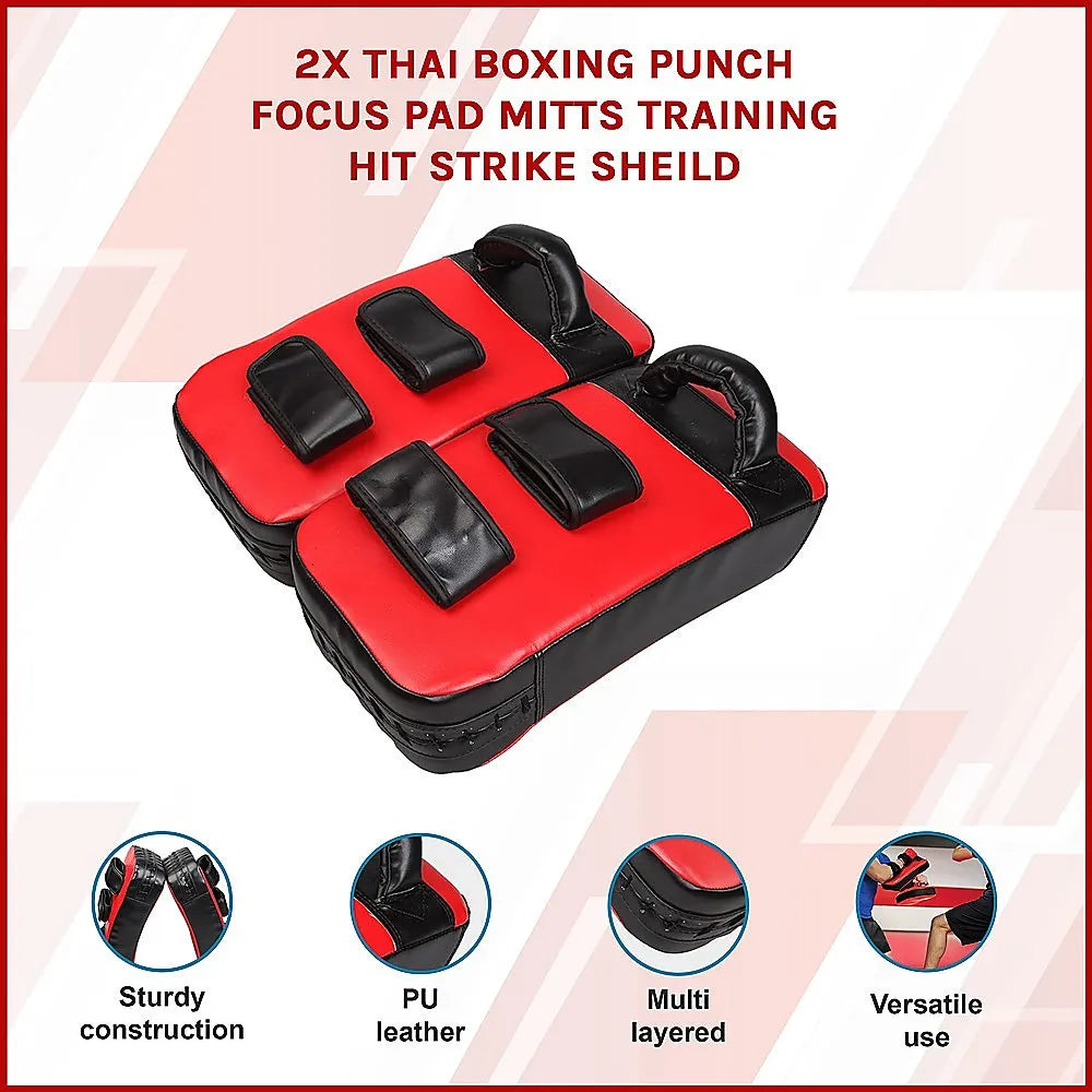 2 x Thai Boxing Punch Focus Pad Mitts Training Strike Shields Set - Image 3