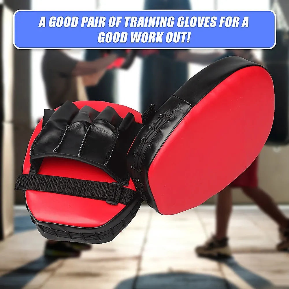 2 x Thai Boxing Punch Focus Gloves Kit Training Red & Black Pads - Image 8